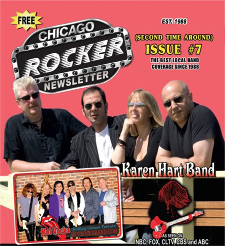 Click to see the online version of the Chicago Rocker with a 2-page article about the Karen Hart Band.